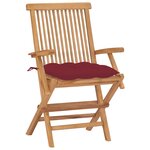 vidaXL Chaises de jardin avec coussins bordeaux 8 Pièces Teck massif