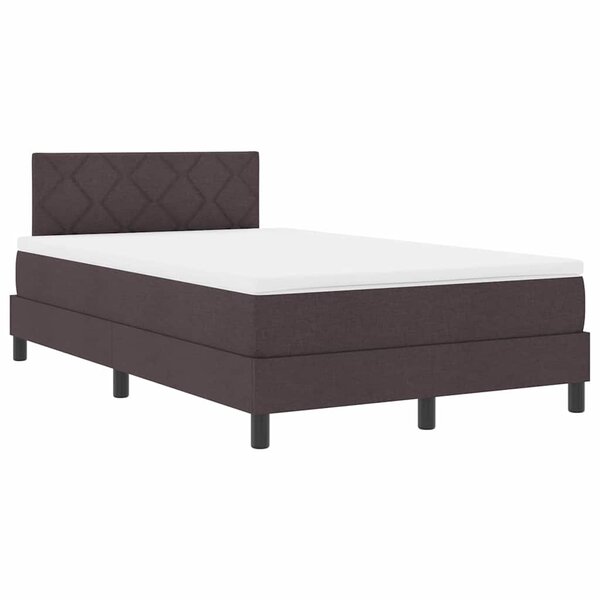 vidaXL Lit boxspring avec matelas Marron foncé 120 x 200 cm tissu
