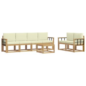 vidaXL Ensemble de canapés d'extérieur 7 pc Blanc et crème