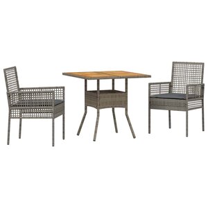 vidaXL Ensemble de salle à manger pour jardin 3 Pièces Gris Poly rotin
