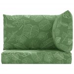 vidaXL Coussins de palette lot de 3 motif de feuilles tissu Oxford