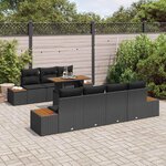 vidaXL Ensemble de canapé de jardin 8 Pièces Noir Poly rotin
