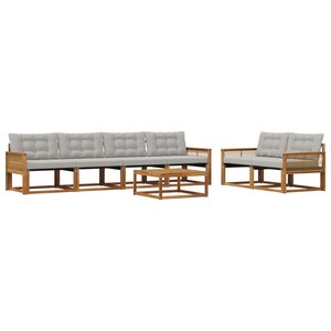 vidaXL Ensemble de canapés d'extérieur 7 Pièces Naturel et gris clair