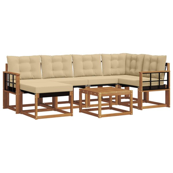 vidaXL Ensemble de canapés d'extérieur 7 pc Naturel et Beige