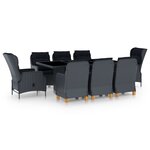 vidaXL Ensemble à manger 9 Pièces avec coussins résine tressée gris foncé