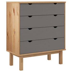 vidaXL Commode OTTA Marron et gris 76 5x39 5x90 cm Bois de pin massif