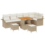 vidaXL Ensemble de canapé de jardin 9 Pièces Beige  Crème 80 x 80 x 71 cm