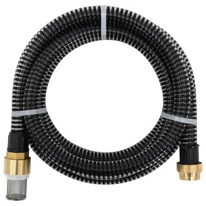 vidaXL Tuyau d'aspiration avec raccords en laiton noir 1 1" 7 m PVC