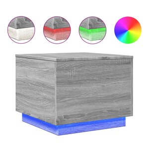 vidaXL Table basse avec lumières LED sonoma gris 50x50x40 cm