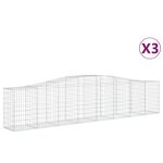 vidaXL Paniers à gabions arqués 3 Pièces 400x50x80/100 cm Fer galvanisé
