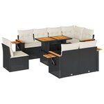 vidaXL Salon de jardin avec coussins 9 Pièces noir résine tressée acacia