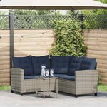 vidaXL Canapé de jardin avec table et coussins en forme de L gris