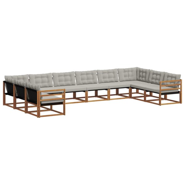 vidaXL Ensemble de canapés d'extérieur 10 Pièces Gris Naturel et Clair