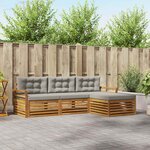 vidaXL Ensemble de canapés d'extérieur 4 pc Gris Naturel et Clair