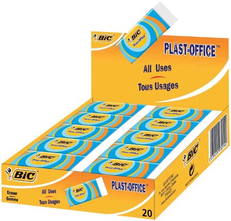 Présentoir Lot de 20 Gomme plastique Plast-Office BIC