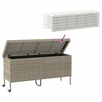 vidaXL Boîte de rangement de jardin et roues gris clair résine tressée