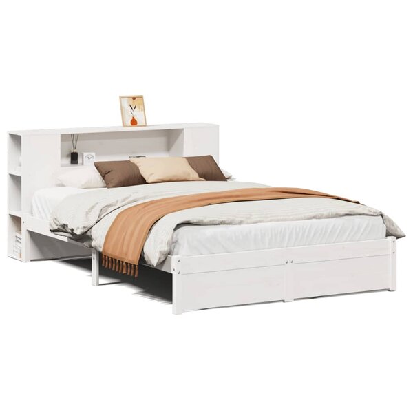 vidaXL Lit bibliothèque sans matelas blanc 140x200 cm bois pin massif