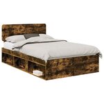 vidaXL Cadre de lit Chêne fumé 120 x 200 cm Pin massif