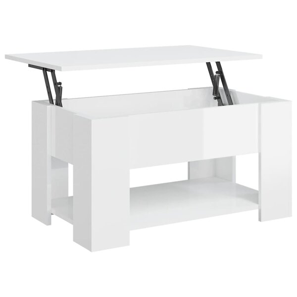 vidaXL Table basse blanc brillant 79x49x41 cm bois d'ingénierie