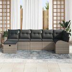 vidaXL Ensemble de Canapés avec coussin 7 Pièces Gris polyrotin