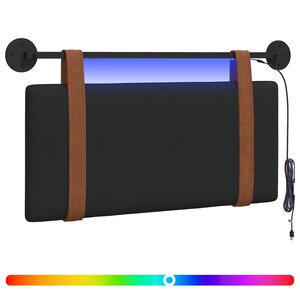 vidaXL Tête de lit suspendue Avec lumière LED Noir PU antique