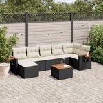 vidaXL Salon de jardin 8 Pièces avec coussins noir résine tressée