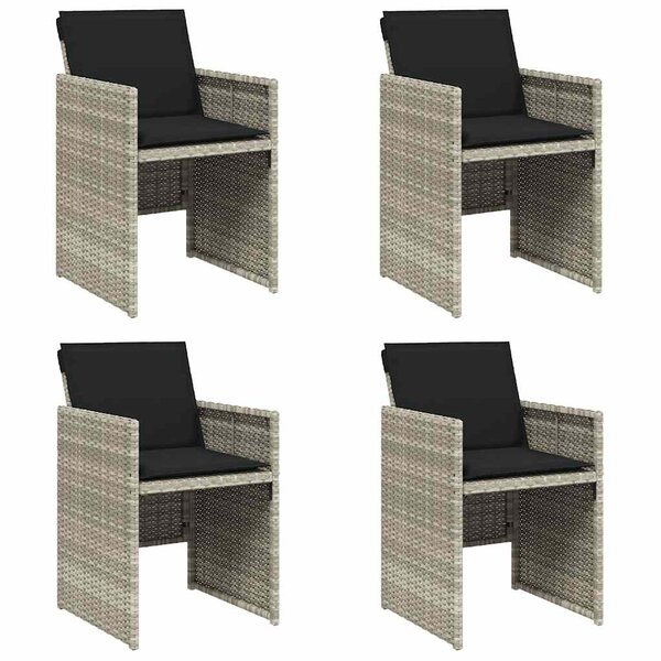 vidaXL Chaises de jardin avec coussins lot de 4 gris clair poly rotin