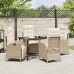 vidaXL Ensemble de salle à manger pour jardin 5 Pièces Beige Poly rotin