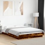 vidaXL Cadre de lit avec lumières LED chêne fumé 140x200 cm