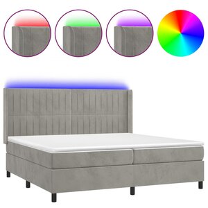 vidaXL Sommier à lattes de lit matelas et LED Gris clair 200x200 cm