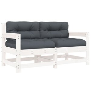 vidaXL Chaises de jardin et coussins lot de 2 blanc bois de pin massif