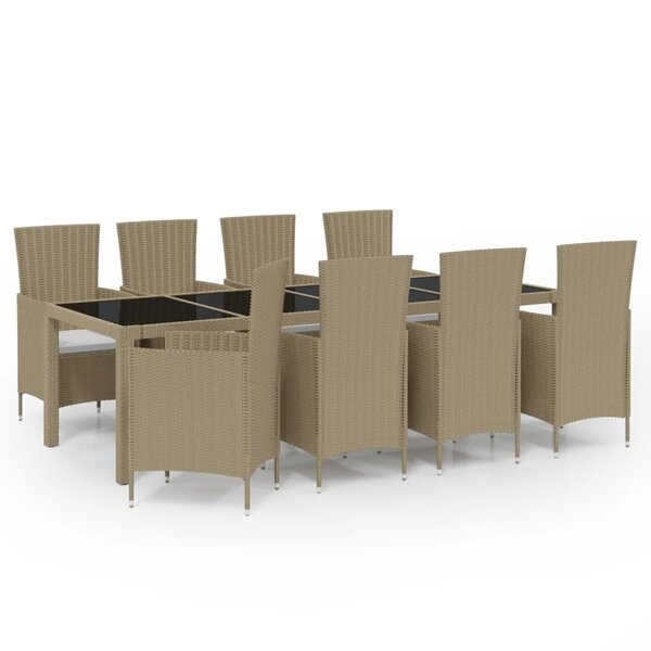 vidaXL Salon de jardin avec coussins 11 Pièces Résine tressée Beige