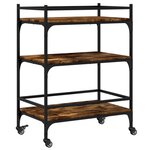 vidaXL Chariot de cuisine chêne fumé 65x40x86 5 cm bois d'ingénierie