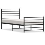 vidaXL Cadre de lit métal sans matelas avec pied de lit noir 100x190cm