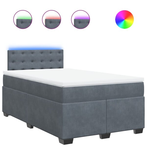 vidaXL Sommier à lattes de lit et matelas Gris foncé 120x200cm Velours
