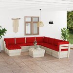 Vidaxl salon de jardin palette 9 pièces avec coussins épicéa imprégné