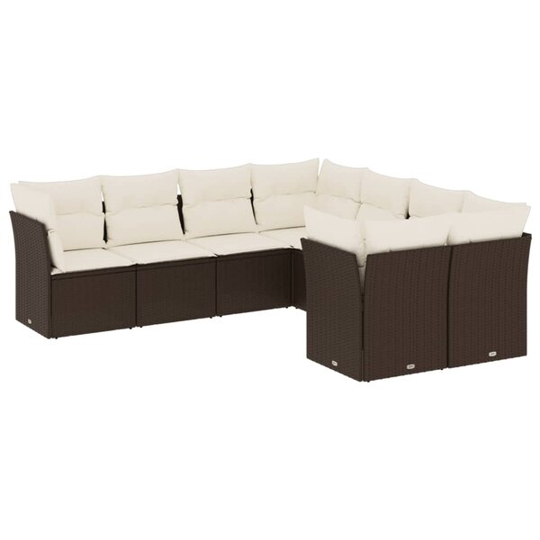 vidaXL Salon de jardin 8 Pièces avec coussins marron résine tressée