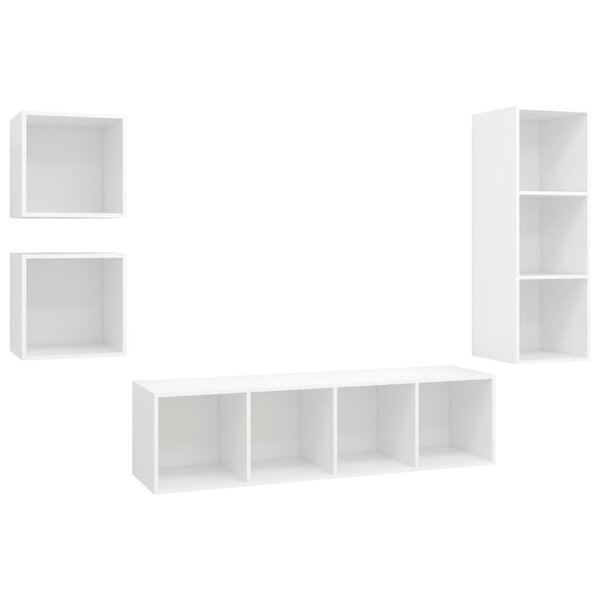 vidaXL Ensemble de meuble TV 4 Pièces Blanc Bois d'ingénierie