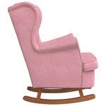vidaXL Fauteuil à bascule à oreilles en velours rose bois massif
