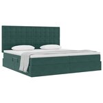 vidaXL Lit avec rangement et matelas Vert foncé 200 x 200 cm Velours