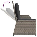 vidaXL Banc inclinable de jardin avec coussins gris résine tressée