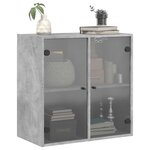 vidaXL Armoire murale avec portes en verre gris béton 68x37x68 5 cm