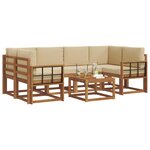 vidaXL Ensemble de canapés d'extérieur 7 Pièces Naturel et Beige