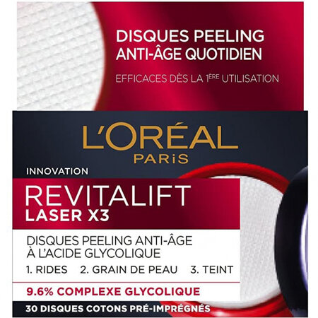 L'Oréal Paris - Disques Peeling Anti-Âge Laser x3 REVITALIFT - Acide Glycolique