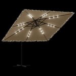 vidaXL Parasol de jardin avec LED et mât en acier marron 269x269x235cm