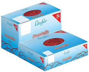RONDELLA Bandes élastiques dans un carton, 500 g, 150 x 4 mm, rouge LÄUFER