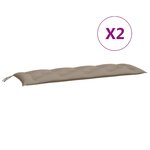 vidaXL Coussins de banc jardin lot de 2 taupe 150x50x7 cm tissu Oxford