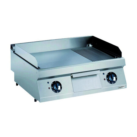 Plancha electrique pro 700 plaque lisse et rainurée 8 4 kw - combisteel -  - inox 800x700x250mm