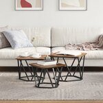 Tables d'appoint vidaXL 3 Pièces en bois d'ingénierie chêne fumé