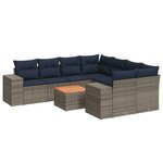vidaXL Salon de jardin 9 Pièces avec coussins gris résine tressée